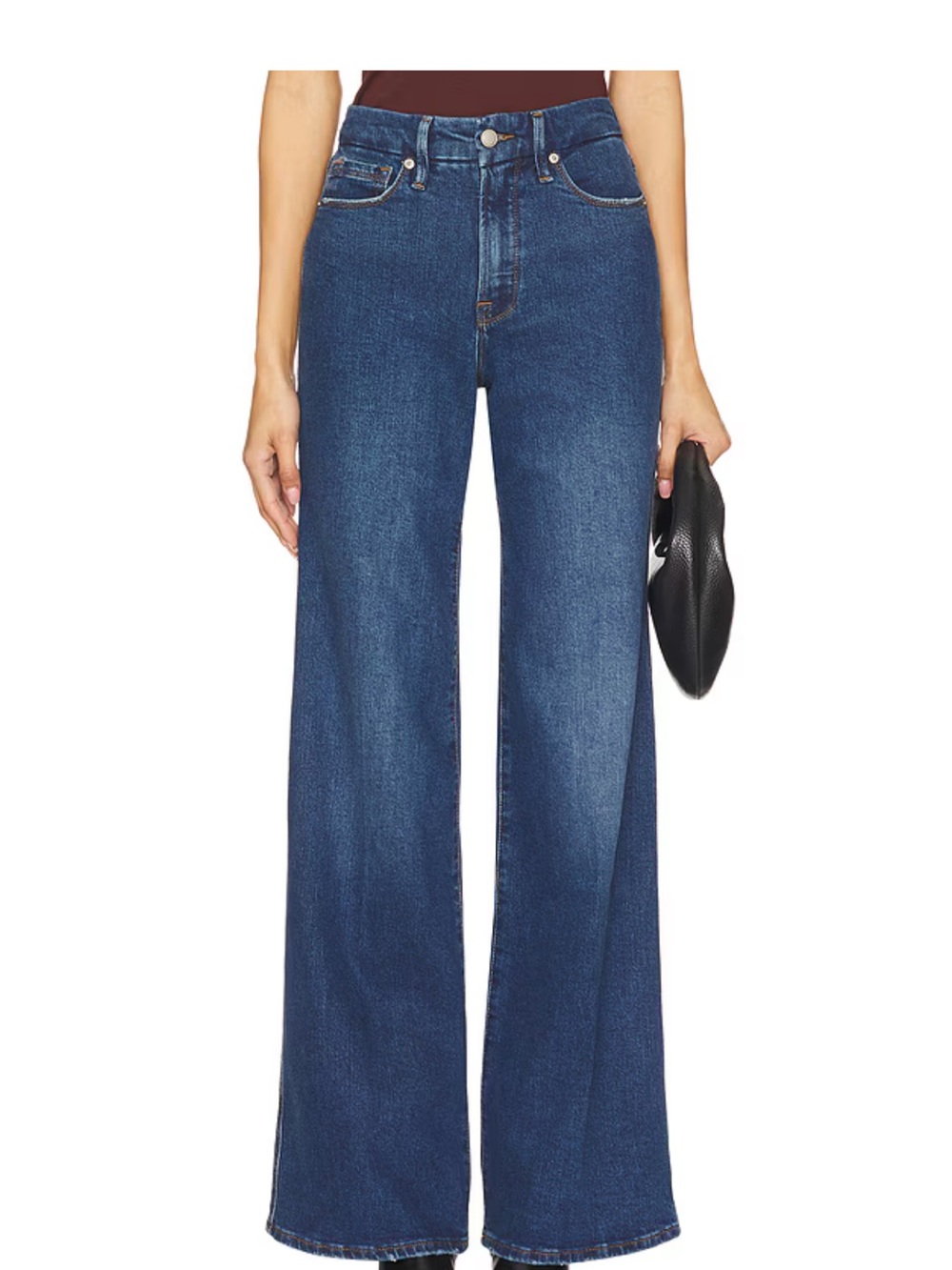Good American Good Skate Wide Leg Jeans Size 14 32 High Rise Dark Wash